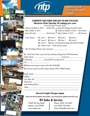 2013 Catalog Order Form