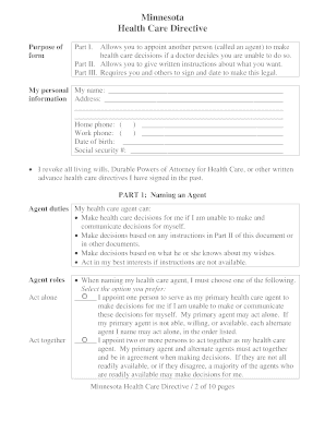 Minnesota Health Care Directive