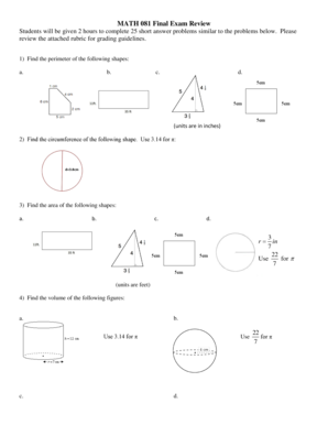 Fillable Online MATH 081 Final Exam Review Students will be given 2 ...