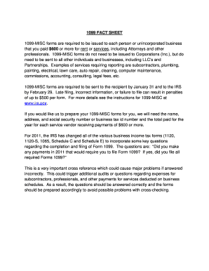 1099-MISC Form Fact Sheet