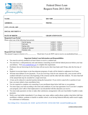 Federal Direct Loan Request Form 2013-2014