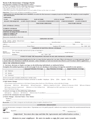 Term Life Insurance Change Form