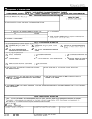 VA Form 22-1995 Request for Change of Program or Place of Training