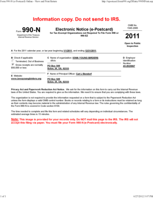 Form 990-N (e-Postcard) for Tax-Exempt Organizations