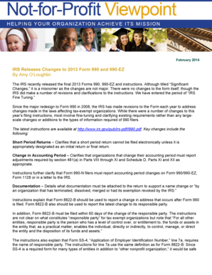 IRS 2013 Form 990 Changes