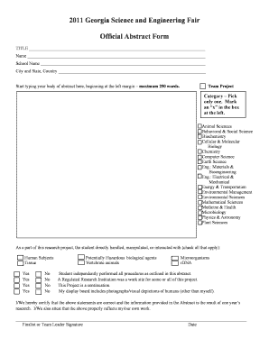 Georgia Science and Engineering Fair Abstract Form