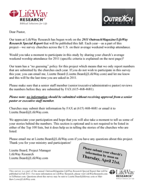 2011 Church Attendance Survey Form