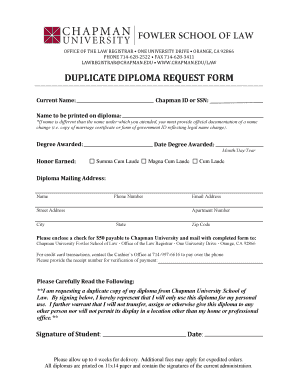 Printable marriage certificate download - DUPLICATE DIPLOMA REQUEST FORM - Chapman University - chapman