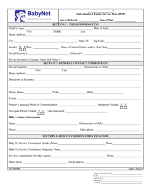 Individualized Family Service Plan Form