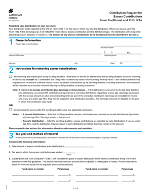 Distribution Request for Excess Contributions From Traditional and Roth IRAs