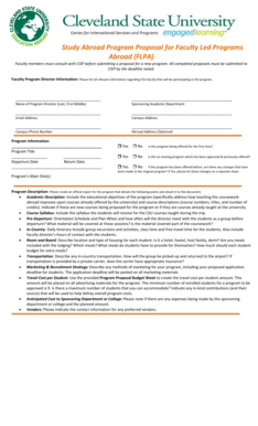 Study Abroad Program Proposal for Faculty Led Programs Abroad - csuohio