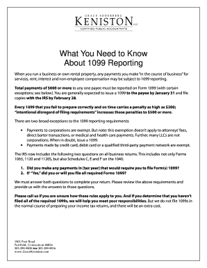 US 1099 Reporting Requirements