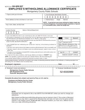 MCPS Form W4-MW-507