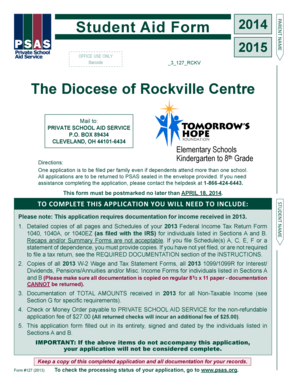 Private School Aid Form 2014