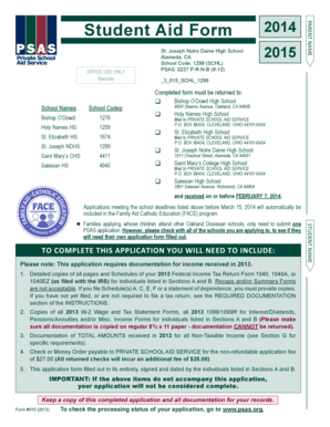 Student Aid Form 2014