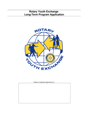 Rotary Youth Exchange Long-Term Program Application