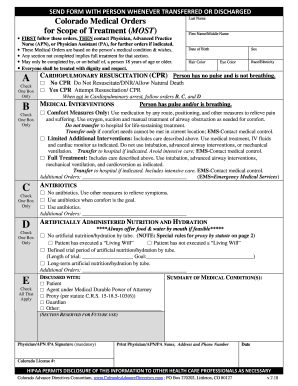 Colorado Medical Orders for Scope of Treatment (MOST)