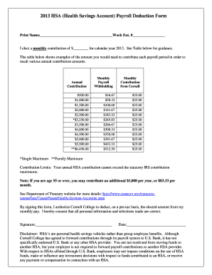 2013 HSA Payroll Deduction Form