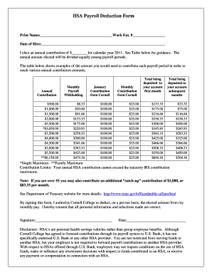 HSA Payroll Deduction Form