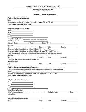 Bankruptcy Questionnaire