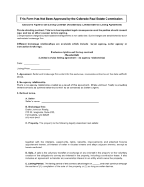 Colorado Exclusive Right-to-Sell Listing Contract