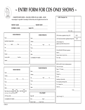 CDS Horse Show Entry Form