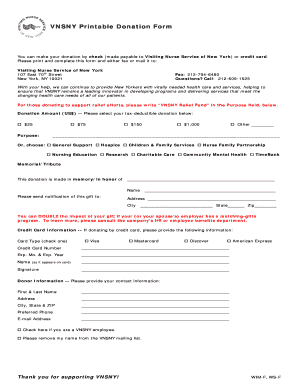 VNSNY Printable Donation Form