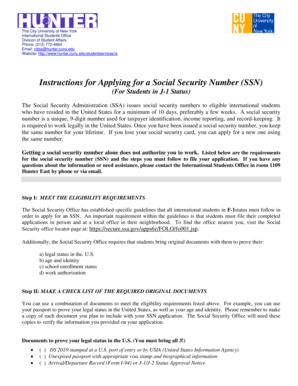 Social Security Number Application for J-1 Students