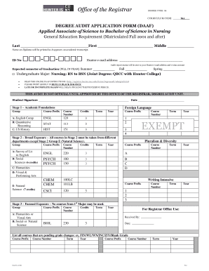 Degree Audit Application Form
