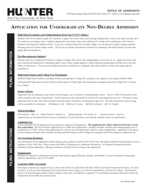 Hunter College Non-Degree Application Form