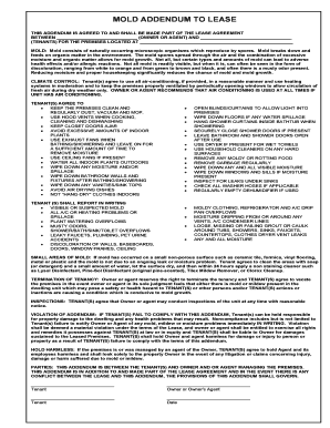 Mold Addendum to Lease