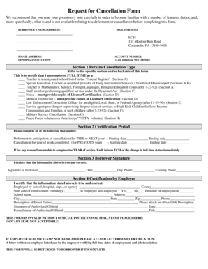 Perkins Loan Cancellation Form
