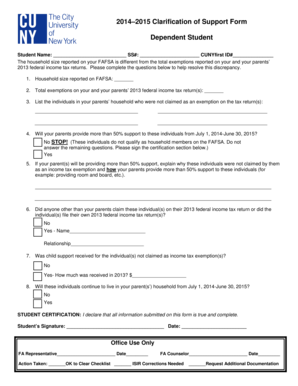 2014–2015 Clarification of Support Form