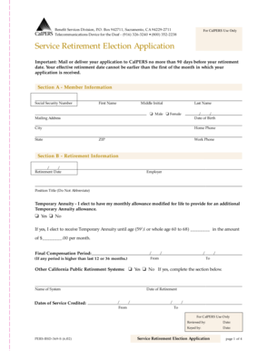 California Service Retirement Election Application
