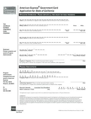 American Express Government Card Application