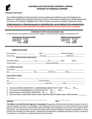 California State Polytechnic University Affidavit of Financial Support