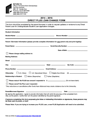 Direct PLUS Loan Change Form
