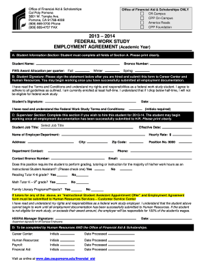 Federal Work Study Employment Agreement
