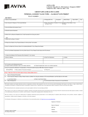 Aviva Personal Accident Claim Form