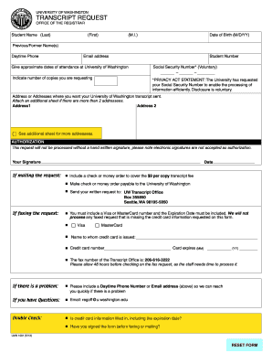 University of Washington Transcript Request