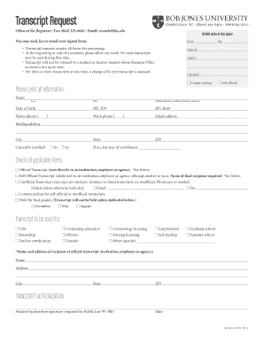 Transcript Request Form