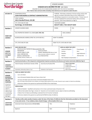 California Vendor Data Record Form