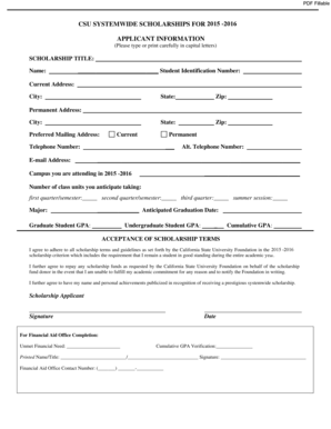 CSU Systemwide Scholarships Application 2012-2013