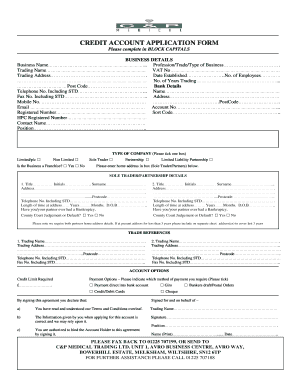 Credit Account Application Form
