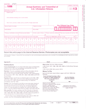 IRS Form 1096 Annual Summary and Transmittal
