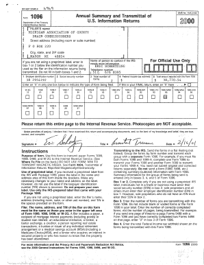 Form 1096 Annual Summary and Transmittal