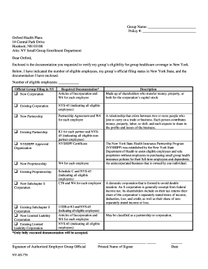 New York Small Group Health Insurance Enrollment Form