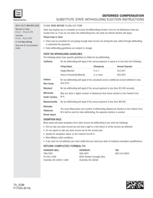 Deferred Compensation Substitute State Withholding Election Form