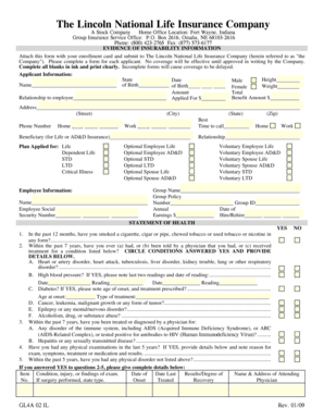 Evidence of Insurability Form