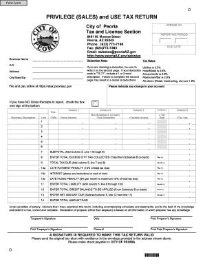 Peoria Sales and Use Tax Return